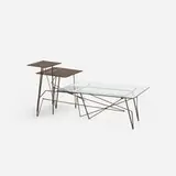 Renato Bassoli, coffee table, c. 1955, welded and bronzed steel, glass