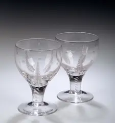 Stuart Glass, A set of six glass goblets, possibly designed by John Walsh,, A set of six glass goblets, possibly designed by John Walsh,