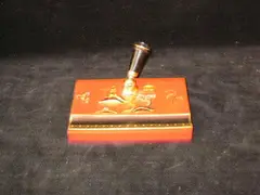 Carlton Ware, An inkstand,, 0887, enamel painted with chinoiserie garden,