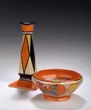 Clarice Cliff, An 'Original Bizarre' candlestick,