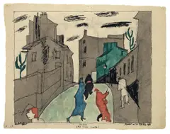Lyonel Feininger, Straße, 1915, Aquarell und Tuschfeder auf Ingres-Bütten