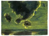Emil Nolde, Marschlandschaft mit dunkler Wolke, 1920, Aquarell und Deckfarbe auf Japan
