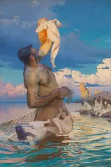 Max Pietschmann, Fischzug des Polyphem, 1892, Öl auf Leinwand