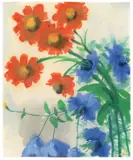 Rote und blaue Blüten (Kornblumen) by Emil Nolde, Aquarell und Deckweiß auf Japan, sold Nov 2009