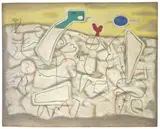 Helle Bewegung 3 by Willi Baumeister, 1947, Öl mit Spachtelkitt und Kunstharz auf dickem Karton, sold Nov 2008