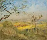 Max Slevogt, Herbstlandschaft Neukastel, Blick auf Ilbesheim, 1929, Öl auf Leinwand