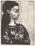 Femme au corsage à fleurs by Pablo Picasso, 1958, Lithografie auf Arches-Velin, sold Jun 2023
