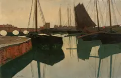 Walter Leistikow, Hafen, Um 1895, Öl auf Leinwand