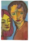 Emil Nolde, Zwei Köpfe (Paar), Um 1930, Aquarell auf Japan