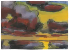 Emil Nolde, Marschlandschaft mit Abendhimmel, Um 1925, Aquarell und Tuschpinsel auf Japan