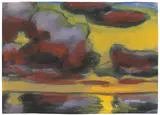 Marschlandschaft mit Abendhimmel by Emil Nolde, Um 1925, Aquarell und Tuschpinsel auf Japan, sold Jun 2021