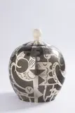 Paul Haustein, Art Deco Covered Jar, 1929, silvered and patinated brass, ivory