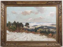 Jaroslav Panuška, View in Winter, 1930s, oil, cardboard