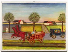 Frightened Horse Cart by Juraj Lauko, 1936, oil on canvas, sold Dec 2023