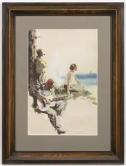 History of Tramping by Zdeněk Burian, 1939, Pencil, watercolour, paper, sold Dec 2023