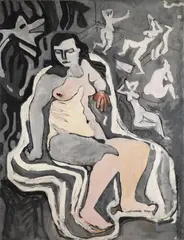 Antonín Kybal, Study of Nudes, 1940s, oil on canvas