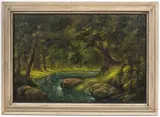 František Drtikol, Riverside Landscape, 1951, oil on plywood