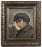 František Drtikol, Portrait in a Cap, 1949, oil, plywood