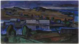 Bohdan Kopecký, Twilight Landscape, 1950s, oil on canvas