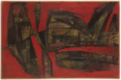 Jiří Mrázek, Landscape - Woman, 1960, oil on canvas