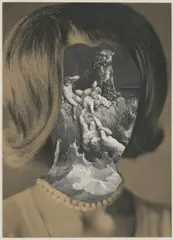 Head by Jiří Kolář, 1965, collage, cardboard, sold Dec 2023