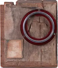 George Herms, Tail Light, 1973, Mixed-media on found wood