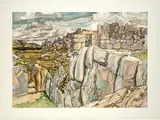 Philip Pearlstein, Ruins and Landscapes: A Folio of Five Prints, 1979, The complete portfolio of five color sugar-lift aquatints with roulette work on Rives BFK paper in original portfolio case