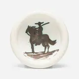 Picador ashtray by Pablo Picasso, 1952, white earthenware with oxidized paraffin decoration and enamel, sold Nov 2023