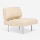 Gabrielle chair, model 4827 by Edward Wormley, upholstery, brushed aluminum, sold Nov 2023