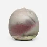 Untitled (with rattle) by Toshiko Takaezu, c. 1993, glazed porcelain, sold Nov 2023