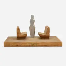 Untitled (B-698) by Val Bertoia, pine, aluminium, sold Nov 2023