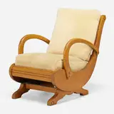 Seng, Rocker, c. 1930, beech, microfiber upholstery