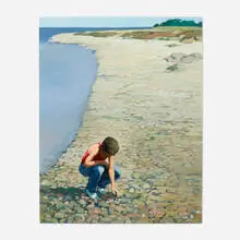 Mimi Korach Lesser, Rocky Beach, oil on canvas