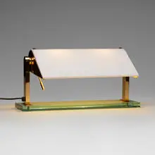 Pietro Chiesa, Desk lamp, model 836, crystal, brass, frosted glass