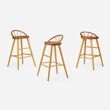 Thomas Moser, Bowback stools, set of three, 1986, cherry, ash