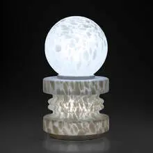 attribution Mazzega, Cumulus Pawn table lamp, c. 1970, frosted glass, enameled metal