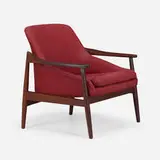 attribution Ib Kofod-Larsen, Lounge chair, c. 1960, walnut, upholstery