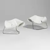 Ribbon chairs model CL9, pair by Cesare Leonardi and Franca Stagi, 1961, lacquered fiberglass, chrome-plated steel, sold Nov 2023