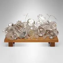 Beth Lipman, Fruit on a Table, 1820s, 2001, blown, flame-worked, and sculpted glass, wood