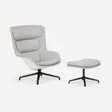 Striad lounge chair and ottoman by Markus Jehs and Jurgen Laub, 2016, felt upholstery, molded polyester-based shell, painted aluminum, sold Nov 2023