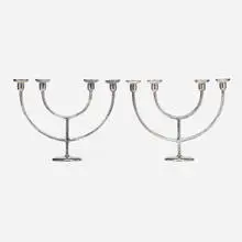 Candelabra, pair by Karl Hagenauer, c. 1935, silver plate, sold Nov 2023