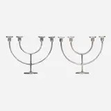 Candelabra, pair by Karl Hagenauer, c. 1935, silver plate, sold Nov 2023