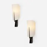 Jacques Biny, Sconces, pair, c. 1955, plastic, enameled steel, brass