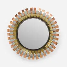 C. Jeré, Eyelash mirror, c. 1970, brass, chrome, copper