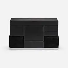 Willy Rizzo, Dry bar set, c. 1975, chrome-plated steel, lacquered wood