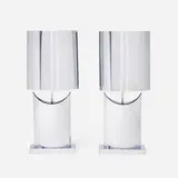 C. Jeré, Table lamps, pair, 1976, chrome-plated steel, enameled steel