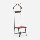 Jacques Adnet, Valet chair, c. 1950, enameled iron, leather, upholstery