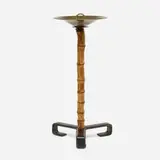 Jacques Adnet, Ashtray stand, c. 1940, bamboo, stitched leather, brass