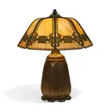 The Handel Lamp Co., table lamp with stylized foliate overlay decoration