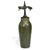 Fulper Pottery, Cucumber Crystalline lamp base